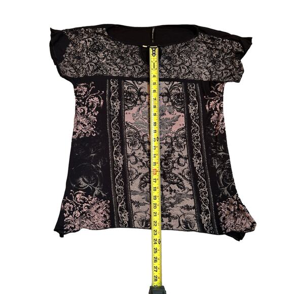 Skinny Minnie Black & Tan Shirt with Metal Embellishment Size L Large - Picture 4 of 5